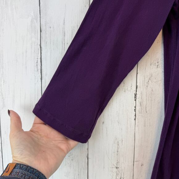 Johnny Was Dark Purple Embroidered 3/4 Sleeve Tunic Boho Cupra Cotton Size Small - Picture 8 of 16